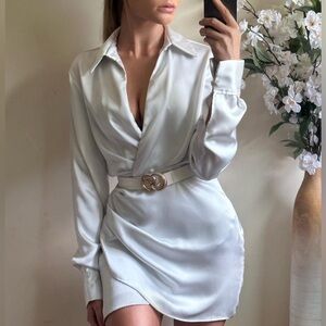 ZARA silk white career dress collared 
New with tags 
Size xs true to size